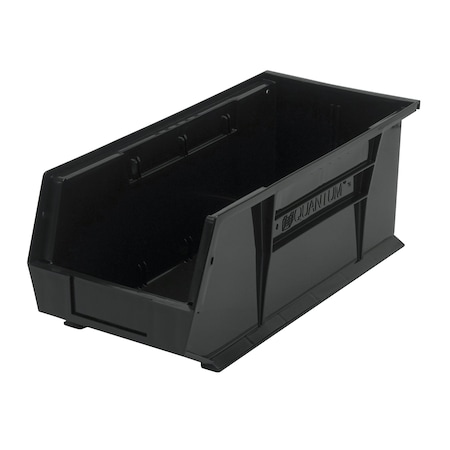Quantum Storage Systems Hang & Stack Storage Bin, Polypropylene, Black, 7 in H, 8-1/4 in W, 18 in L QUS248BK